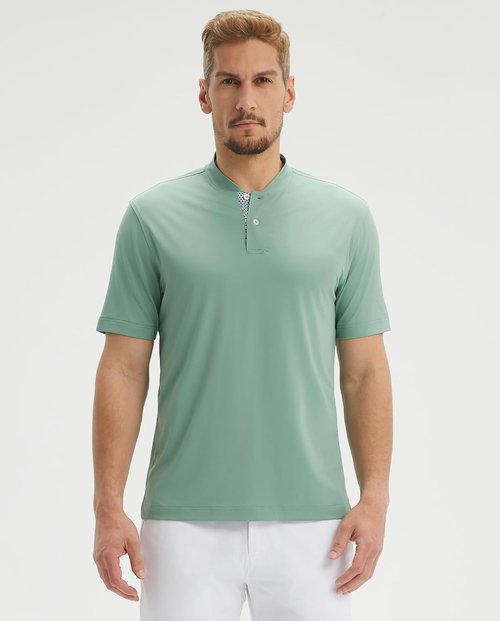 M MAELREG Men's Golf Shirts - Collarless Performance Dry Fit, Moisture-Wicking, Casual Short Sleeve Henley