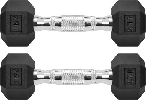 Hex | Rubber Coated Cast Iron Dumbbells - Black Free Weights for Home Workouts