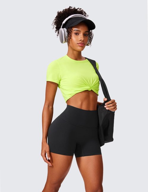 CRZ YOGA Butterlift Biker Shorts - No Front Seam High Waisted Women's Workout Gym Shorts