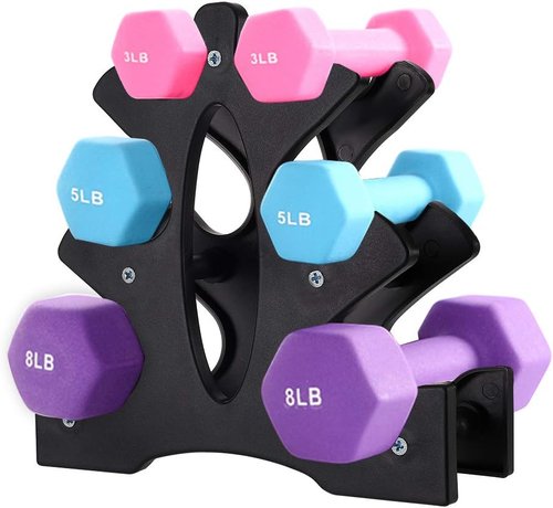AUXSOUL Dumbbell Rack Stand - 3 Tier Weight Tower for Home Gym Organization | Holds 3/5/8 LB