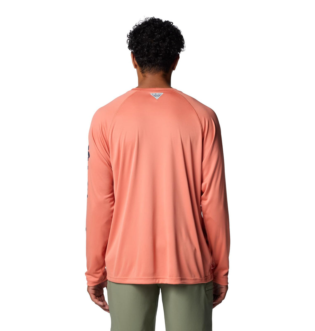 Columbia Men's Terminal Tackle Long Sleeve Shirt, Faded Peach/Collegiate Navy Logo, 4X Big