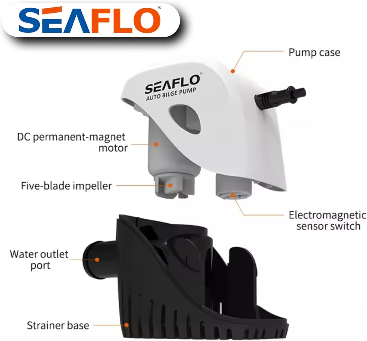SEAFLO 1100GPH Automatic Submersible Bilge Water Pump - Magnetic Float Switch | 4-Year Warranty