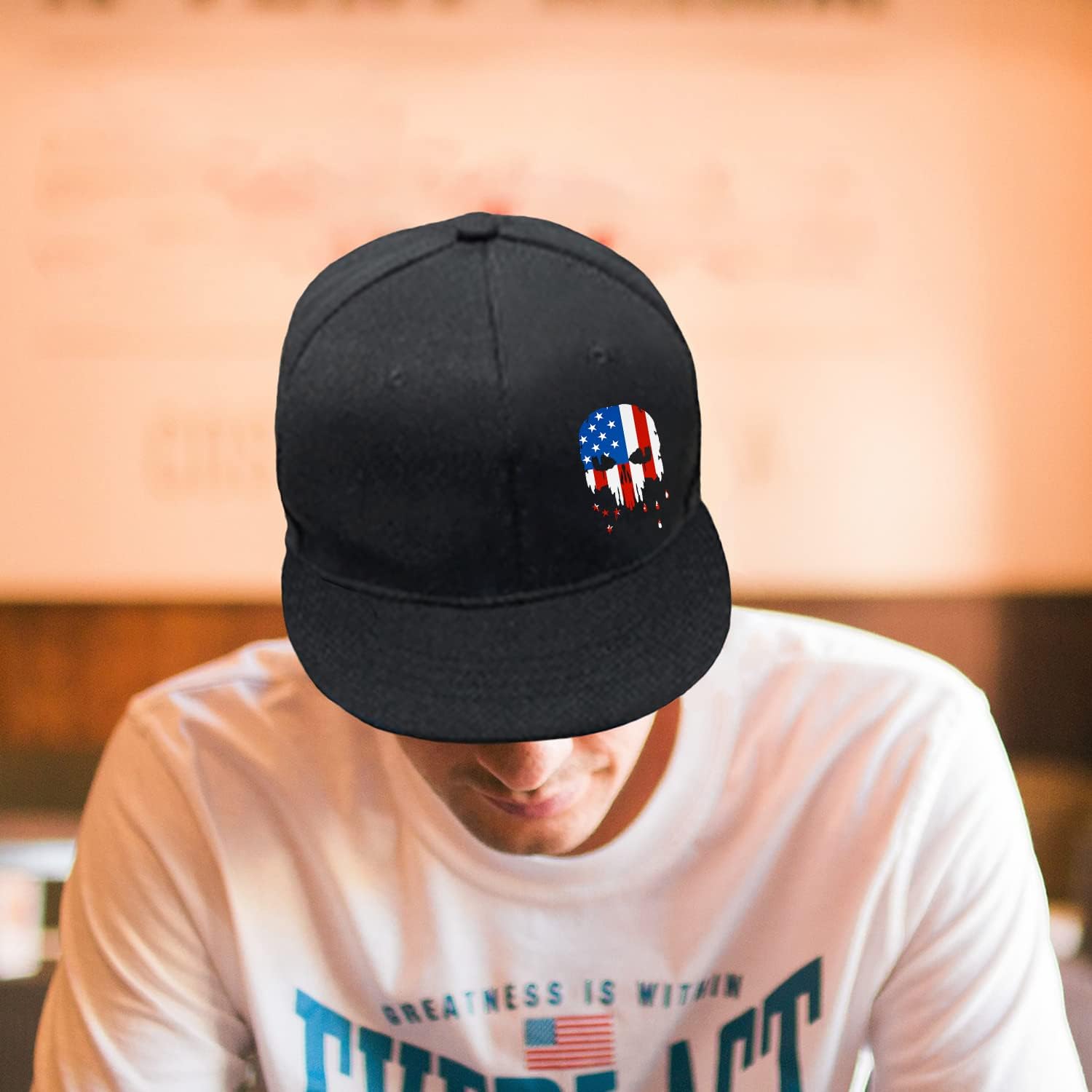 Snapback Hat - Black Baseball Cap for Men & Boys | Stylish Flat Bill Trucker Cap Gift for Teens