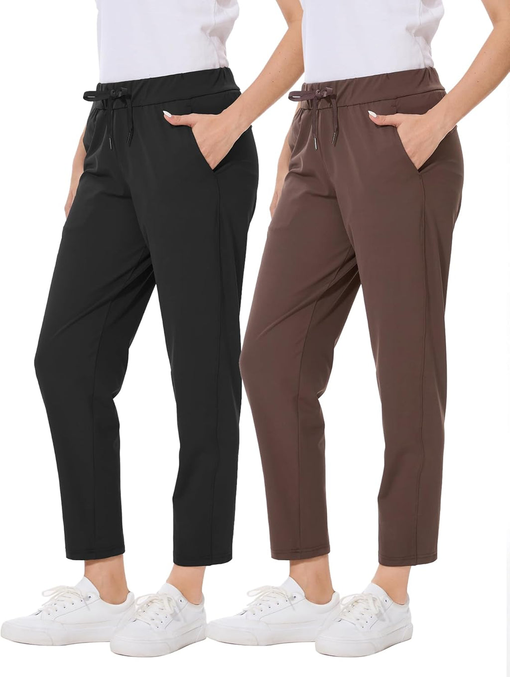 Skiennix Women's Golf Pants - Stretchy 7/8 Ankle Sweatpants with Deep Pockets for Work & Travel