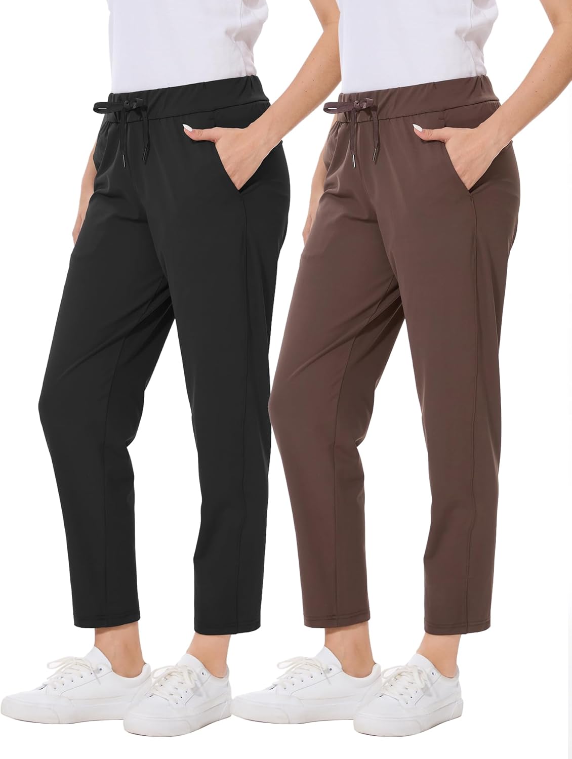 Skiennix Women's Golf Pants - Stretchy 7/8 Ankle Sweatpants with Deep Pockets for Work & Travel