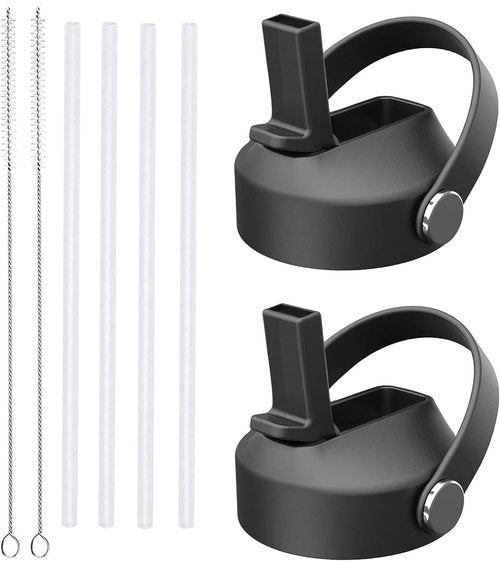 2 Pack Straw lid for Hydroflask Wide Mouth Water bottle,Flex Straw Lid compatible with Hydro Flask 12 16 18 20 32 40 64 oz,Sports Straw Cap Flip Top Lid Water Bottle Lid Accessories