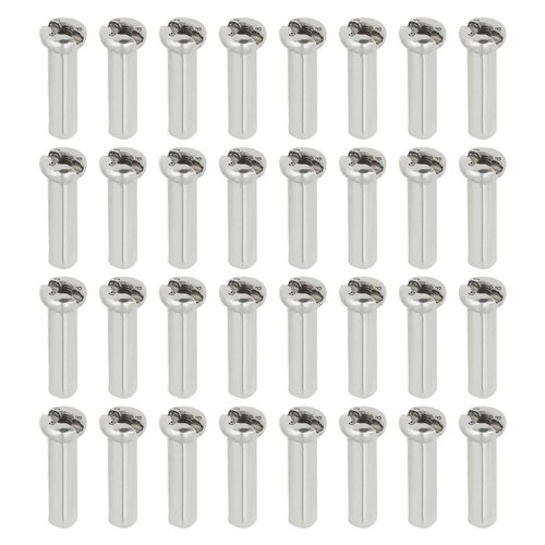 ECSiNG 100Pcs Bicycle Spoke Nipples Fit for 14G / 2mm Dia Spoke Mountain Road Bike Silver Steel 16mm Long Cycling Replacement Accessories