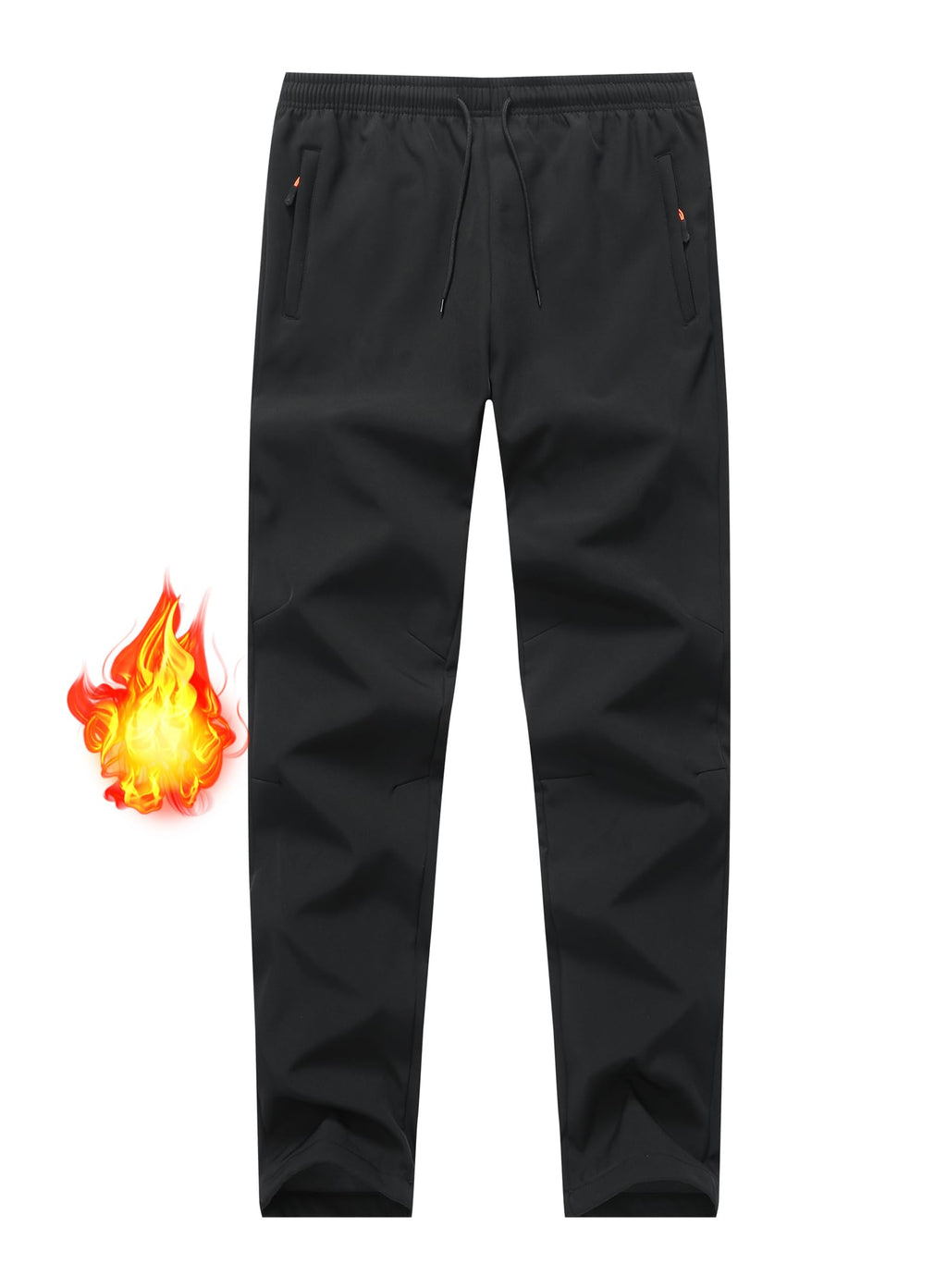 ZooYung Boys Girls Fleece Lined Warm Joggers Pants Water Resistant Waisted Thermal Winter Sweatpants Running Hiking with Zipper Pockets(13822Black10)