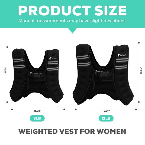 Enovi EasyGo Weighted Vest Woman, 8lb/10lb/12lb, Weighted Vest for Women (Black, 12LB)