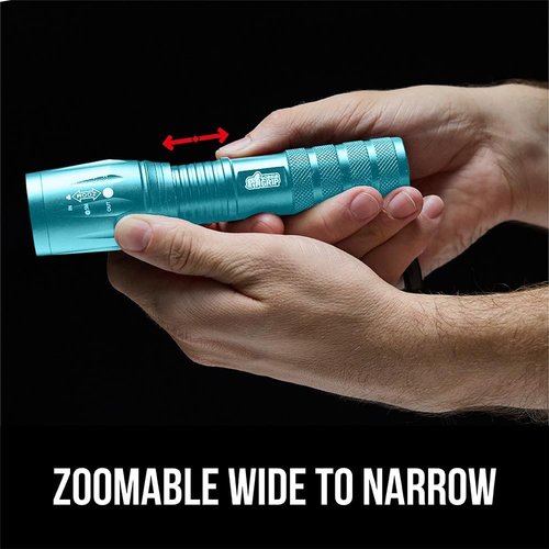 GORILLA GRIP LED Tactical Flashlight - 750 FT High Lumens, 5 Modes, Water Resistant | 2 Pack Turquoise