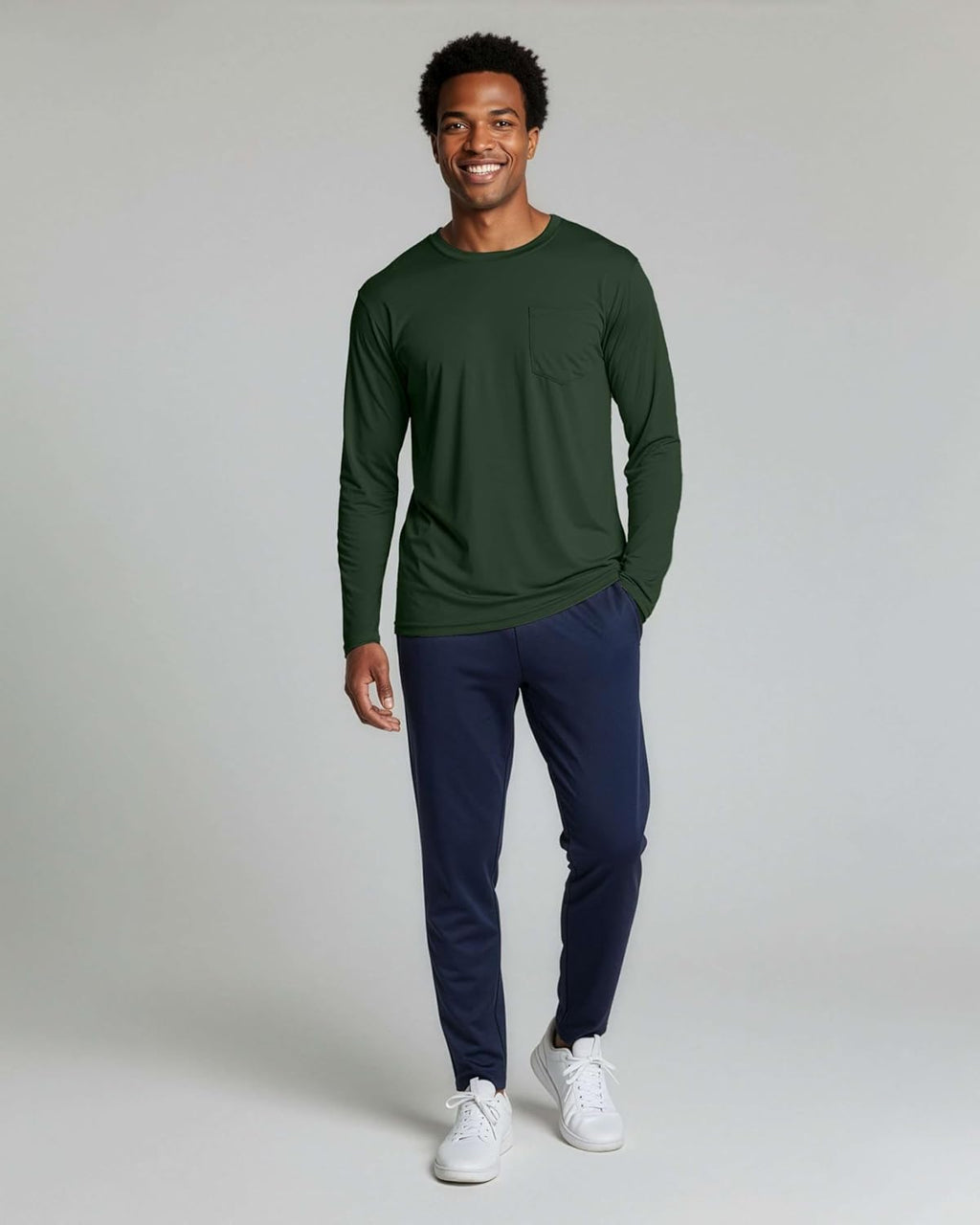 Real Essentials Men's Dry-Fit Long Sleeve Crew T-Shirt - 4 Pack | UPF 50 Protection (S-5XLT)