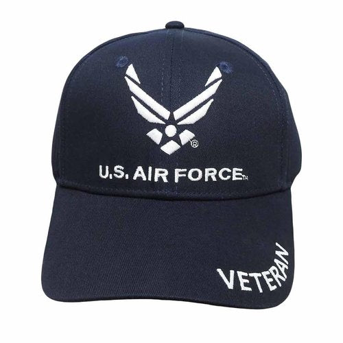 VetFriends.com US Air Force Veteran Baseball Hat with Embroidered Air Force Wings Logo - Officially Licensed Blue