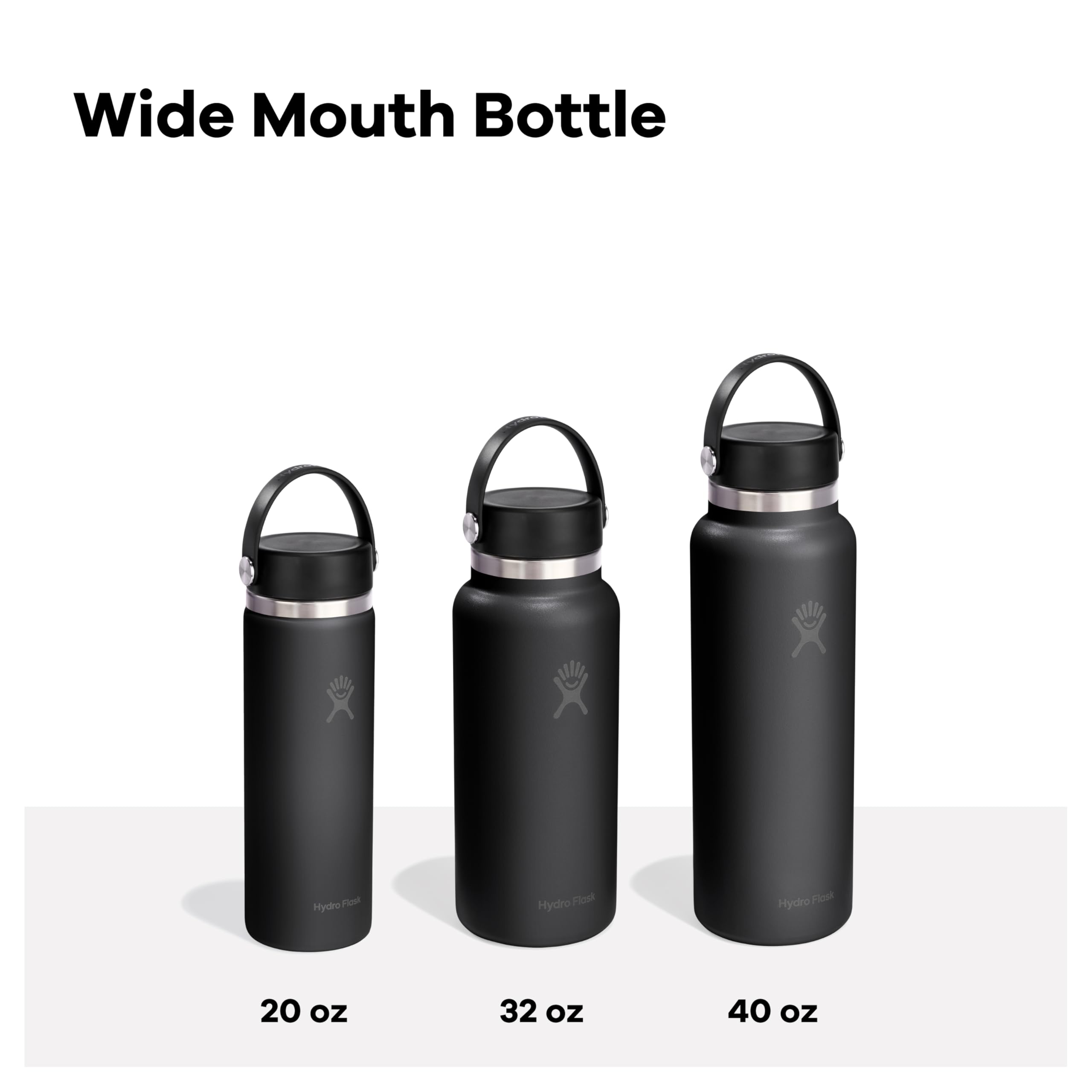 Hydro Flask Travel Water Bottle - Insulated Stainless Steel - Wide Straw Lid, Non Spill, Leakproof in 32 Oz Tonal Black