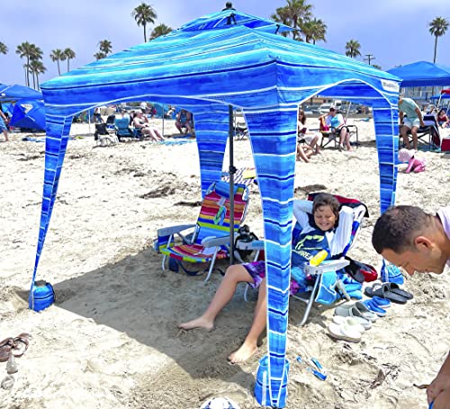 EasyGo Cabana Beach Blue - Portable 6' x 6' Shade for Beach & Outdoors