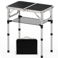 YihuiKo Small Folding Table, Aluminum 24" x 16" Adjustable Height Max 27.5" Folding Camping Table with Carrying Handle, Lightweight, Portable Camp Table for Outdoor Indoor Picnic Beach, Black
