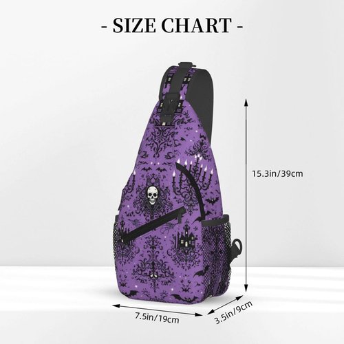 GTEVUTS Purple Haunt Mansion Crossbody Bags Sling Bag for for Women Men, Cute Fashion Chest Bag Casual Small Shoulder Bags Travel Hiking Cycling Gym Sport Lightweight Daypack Adult Backpack