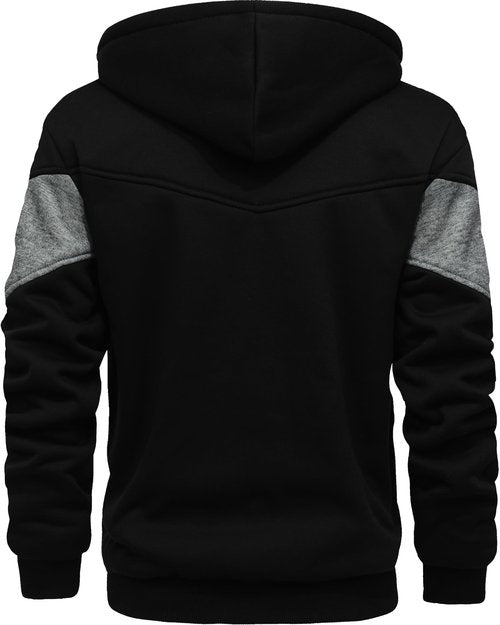 AIELVIN Men's Winter Fleece Thermal Jackets for Men Sherpa Lined Hoodies Warm Thick Jacket Outerwear Black Dark Grey Black(995) XL