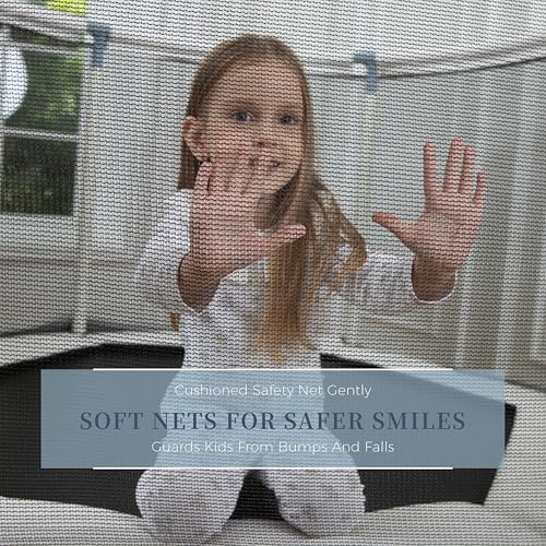 LUSK Blue 60'' Indoor Kids Trampoline with Safety Net & No-Gap Design, Toddler Safe 500lb Capacity