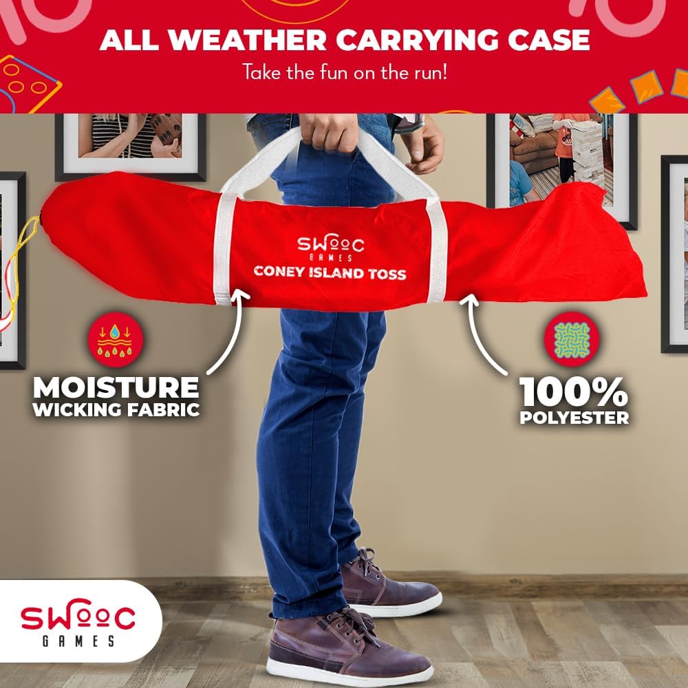 Swooc Games - Coney Island Toss™ - Arcade-Style Cornhole Board Set with Carrying Case & 15+ Games - Fun for All Ages