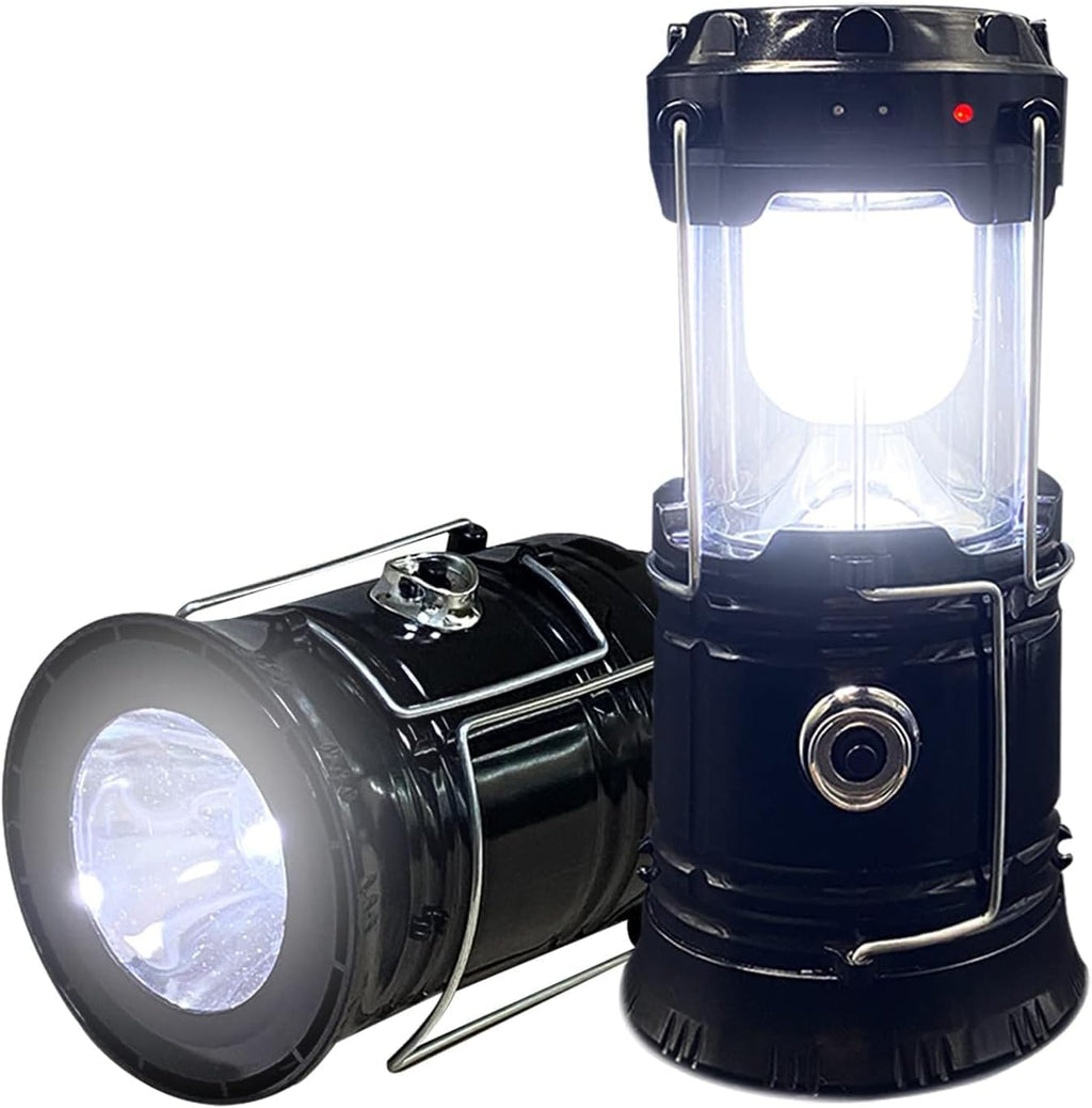XTAUTO Collapsible Camping Lantern - Solar USB Rechargeable, Waterproof LED Light | 2-Pack for Emergencies & Hiking