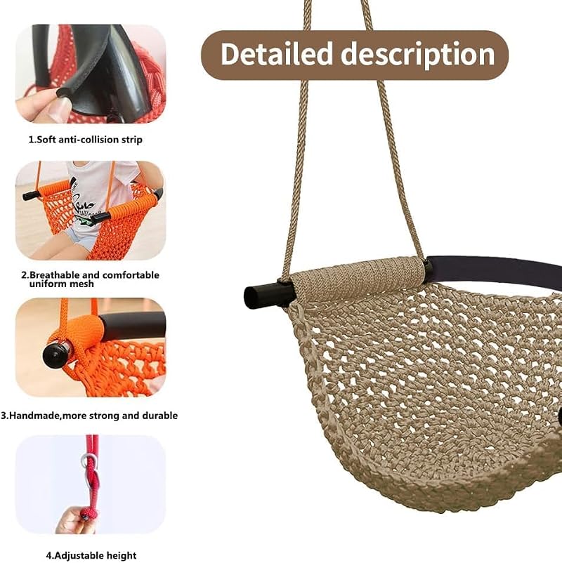 Kids Toddler Swing Seat Brown 2 Pack - Adjustable Rope Outdoor Indoor Play