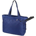 DORMIYA Tennis Tote Bag with Shoe Compartment, Quilted Sport Bag, Navy Blue Gym Bag with Waterproof Pocket & Bottle Holder for Women Men