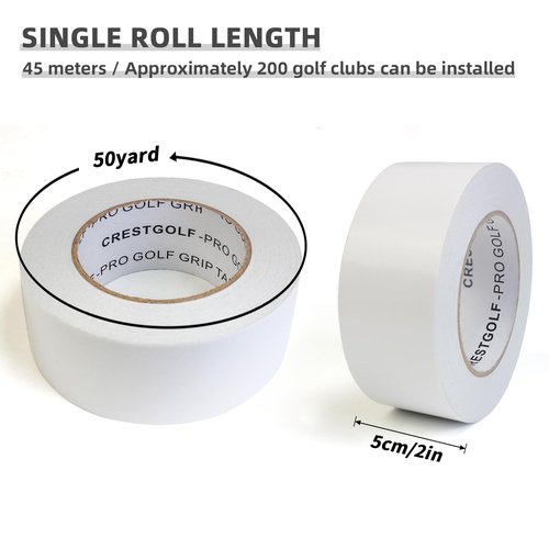 Crestgolf Golf Grip Tape Roll 2“ X50 Yards—Solvent Activated Double Sided Adhesive Grip Tape Rolls for Regripping Golf Clubs—Strong Adhesiveness Double Sided Tape