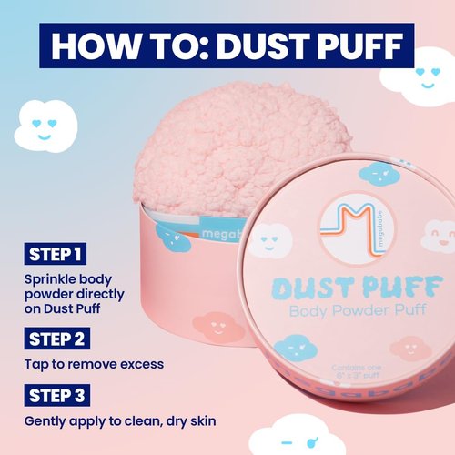 Megababe Body Powder Applicator - Oversized 6” x 3” Dust Puff for Effortless Application | Powder Sold Separately
