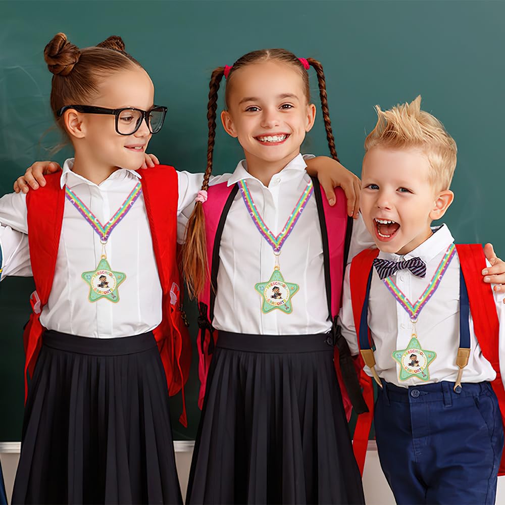 Preschool Graduation Medal, Congrats Graduation Award Medal with Rainbow Neck Ribbon, Cute Grad Medals for Awards, Metal Graduation Medals for Kids Students Graduate Gift Party Decoration Favors