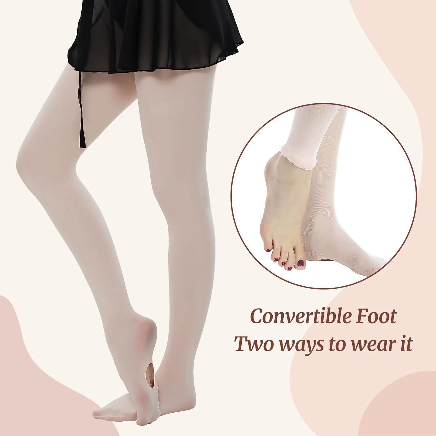 Yilanmy Dance Tights - Ultra Soft Convertible Ballet Tights for Women | 3 Pairs Opaque