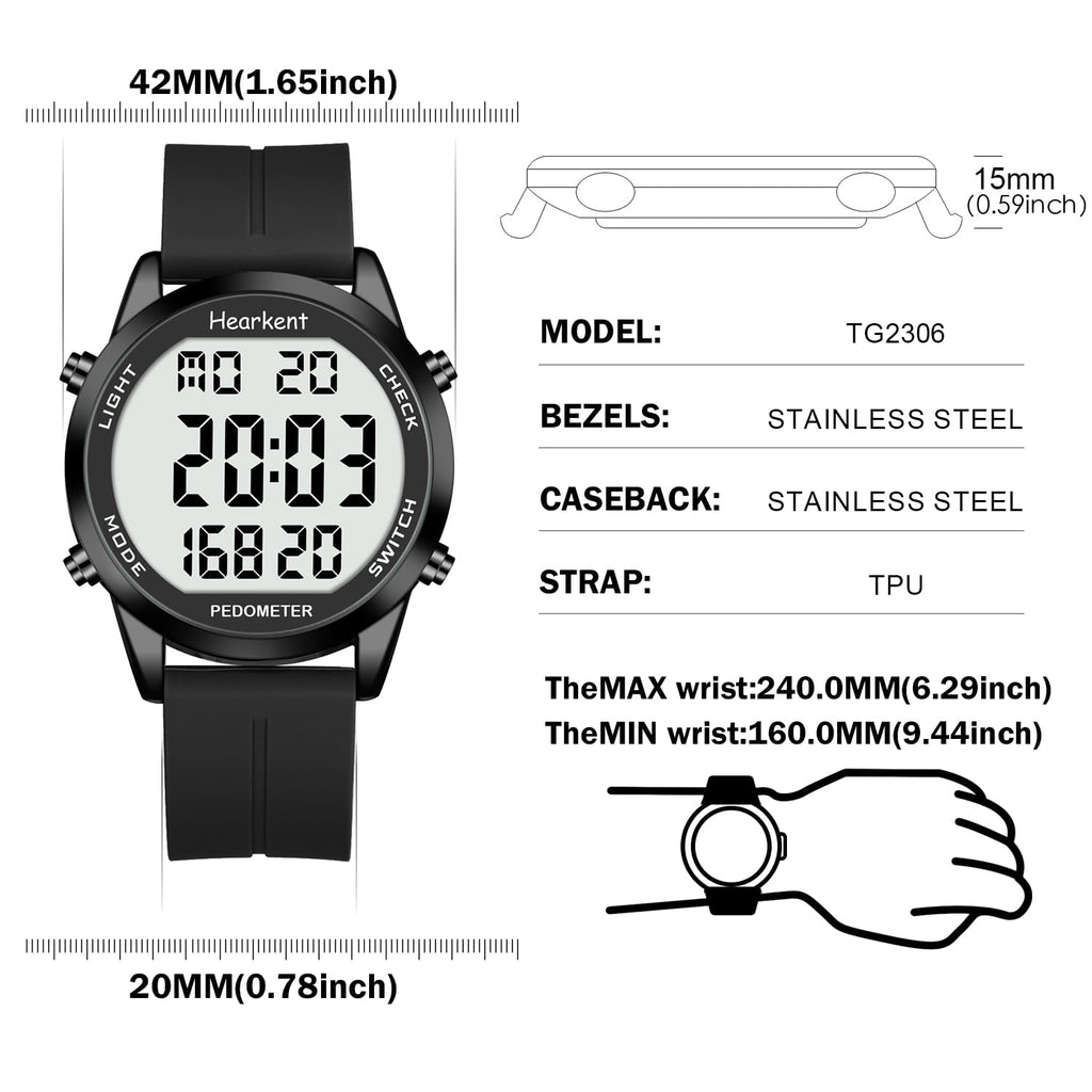 Pedometer Watch for Walking for Senior No App Required with Steps Calories Counter and LCD Large Numbers