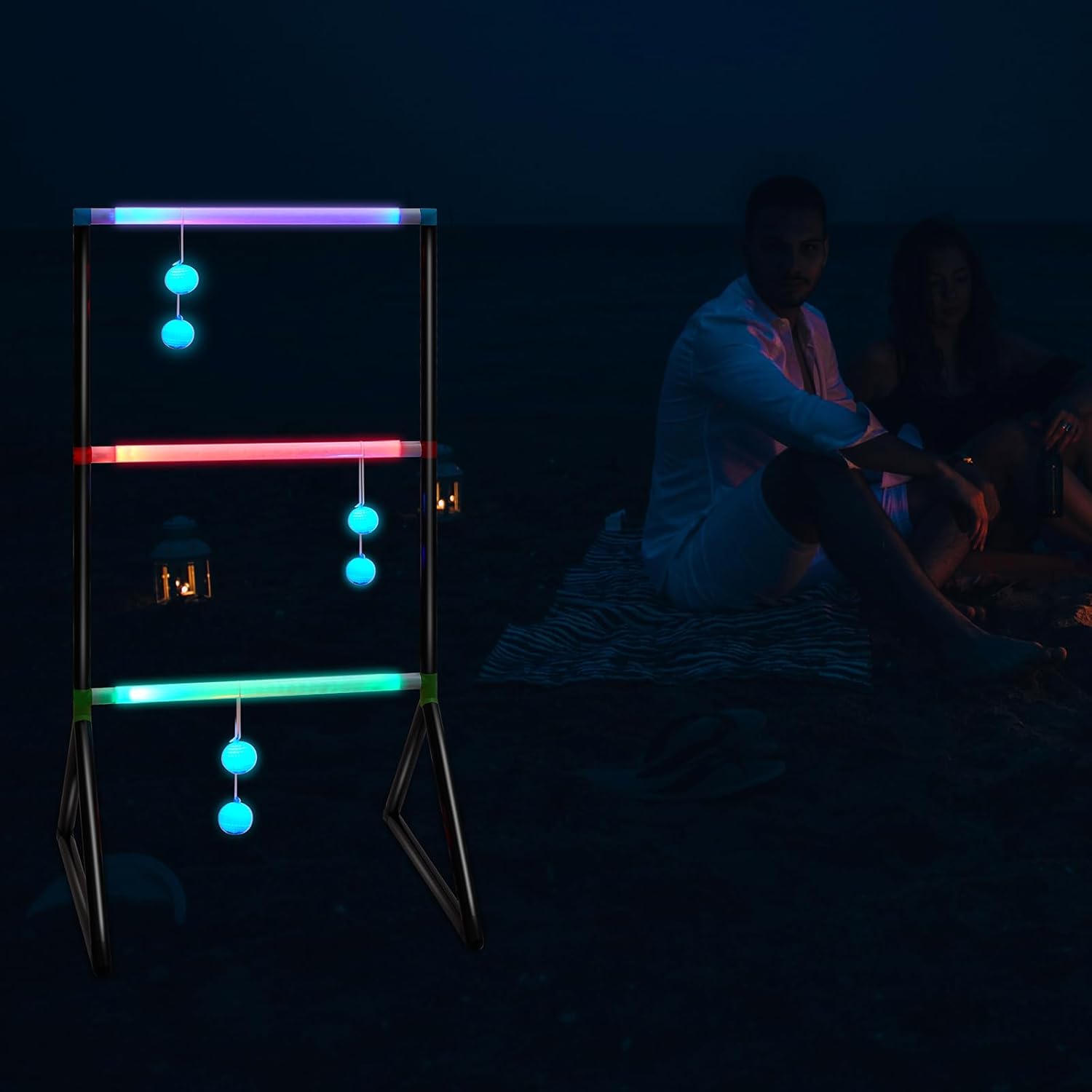 Sosation Light Up Ladder Ball Set - Glow In The Dark Toss Game with 6 LED Balls & Carry Bag | Outdoor Fun