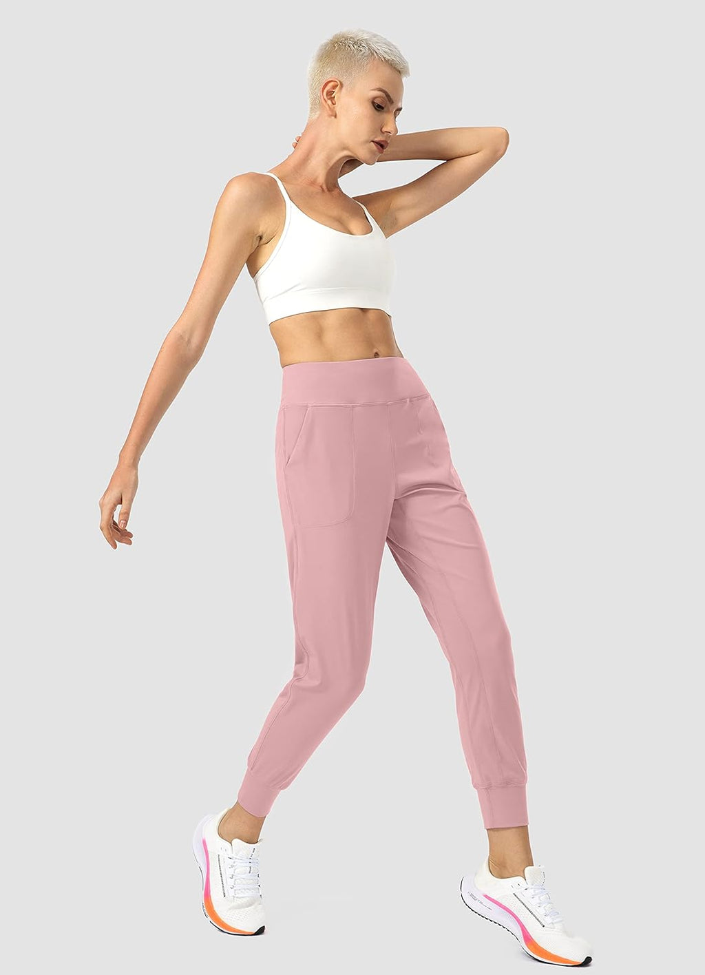 Soothfeel Women's High Waisted Joggers - Athletic Pants with Zipper Pockets | Petite/Regular/Tall