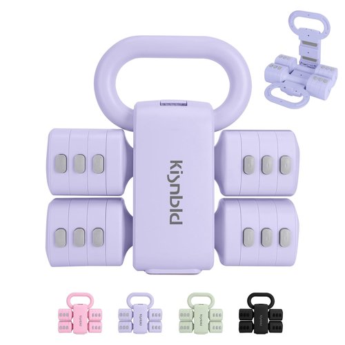 kisnbld Adjustable Dumbbell Set of 2, 2 in 1 Free Weights Dumbbells & Kettlebell Set for Women with Fast Adjustment, Each 2lb 3lb 4lb 5lb Hand Weights Set for Home Gym & Outdoor Exercise Training