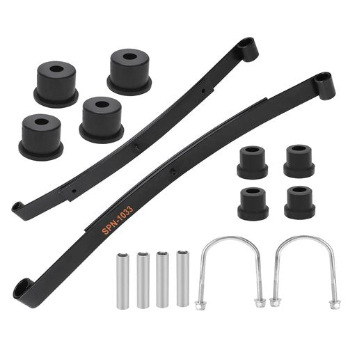 Roykaw Golf Cart Rear Leaf Spring Kit Compatible with EZGO RXV 2008-up Gas & Electric Models, Heavy Duty 2-Leaf Springs w/Bushings Sleeves U Bolts, OEM# 604494, 603498