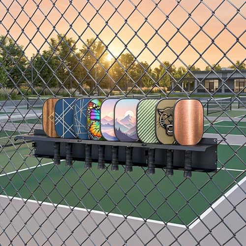 Pickleball Paddle Rack Wall Mount - Fits 4, 8 or 12 Paddles - Indoor Outdoor