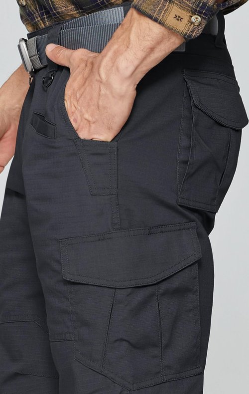 Cargo Pants for Mens Breathable Ripstop Cargo Work Pants Outdoor Quick Dry Stretch Tactical Construction Hiking Travel Pants with 9 Pockets Black 36Wx32L