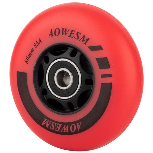 AOWESM Inline Skate Wheels 80mm 76mm 72mm 85a Outdoor Indoor Black Blue Red Roller Hockey Blades Replacement Wheels w/Bearings ABEC-9 and Floating Spacers (4-Pack) (Red, 80mm)