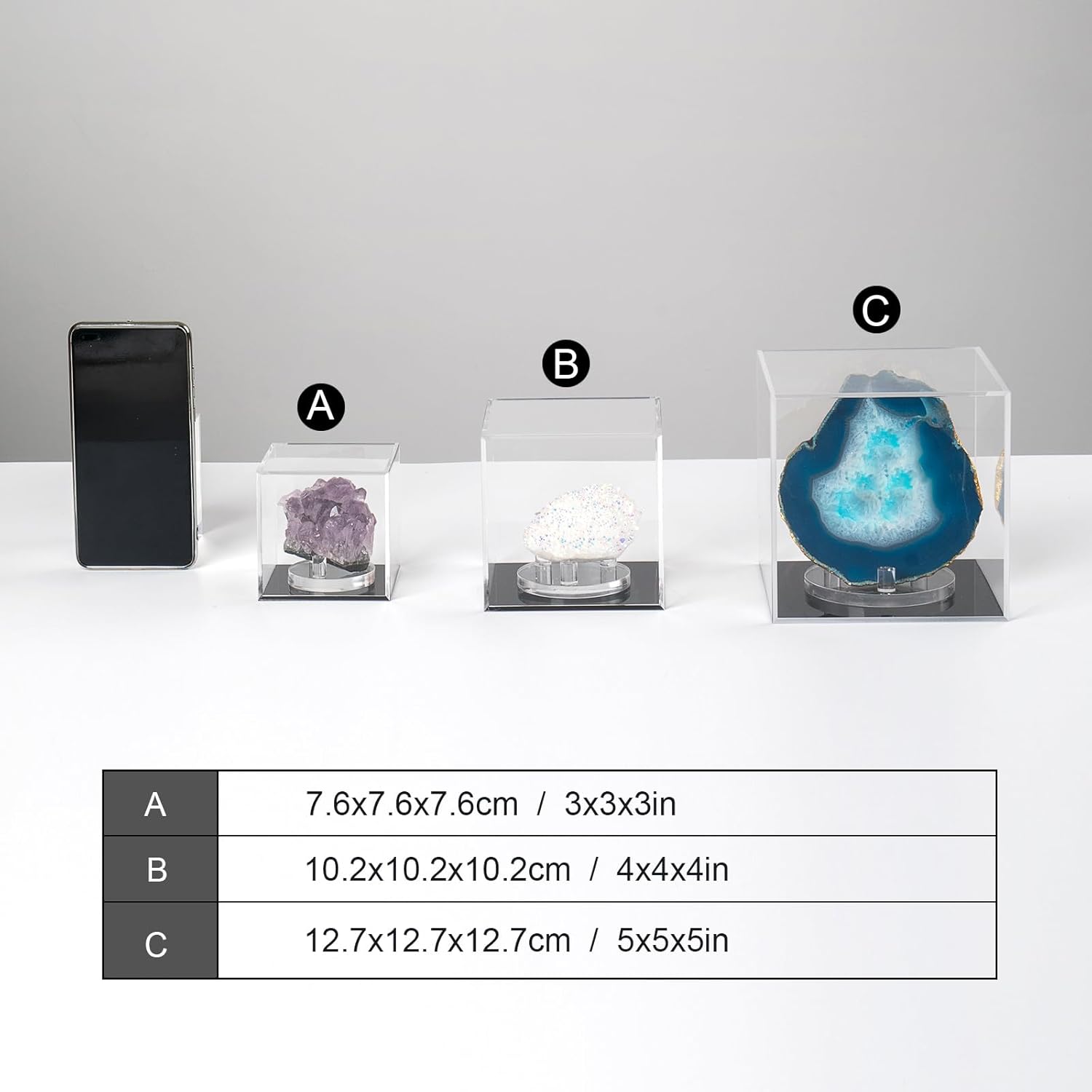 Skiennix Clear Acrylic Display Box - Dustproof Organizer for Collectibles | 3x3 Inch Cube