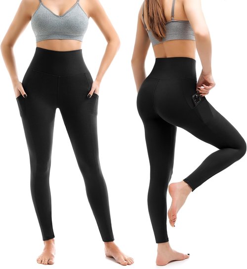 Leafigure High Waisted Leggings with Pockets - Soft Yoga & Gym Wear | 2 Pack Set