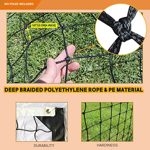 Heavy Duty Volleyball Net 32x3 FT with Steel Cables & Reinforced Dowels - Black & White