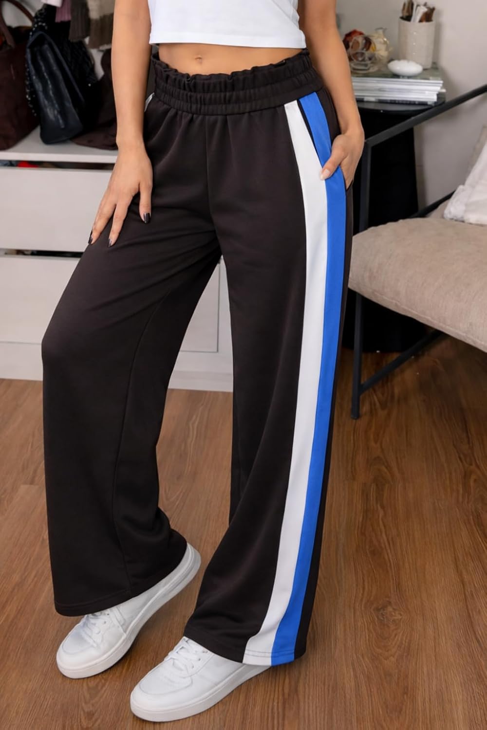 Skiennix Women's Wide Leg Sweatpants - Baggy Fit Cotton Track Pants with Pockets | High Waisted