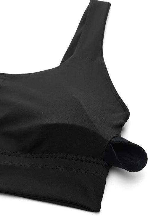 CRZ YOGA Butterluxe U Back Longline Sports Bra - Padded Scoop Neck Yoga Crop Top for Women