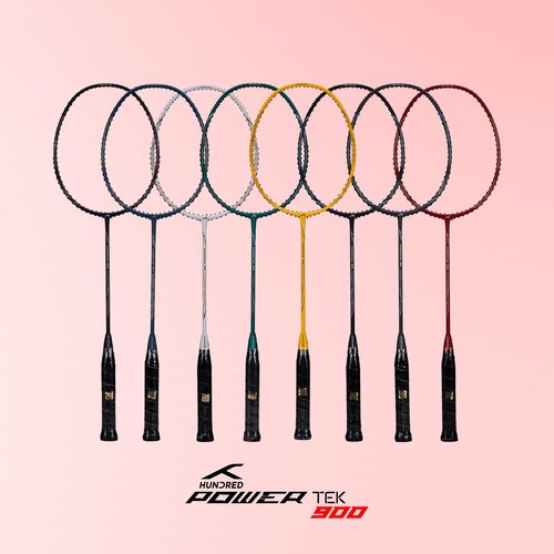 HUNDRED POWERTEK 900 Full Graphite Badminton Racquet with Cover (Emerald) | for Intermediate Player | Weight: 84 Gram | Maximum String Tension: 26lbs