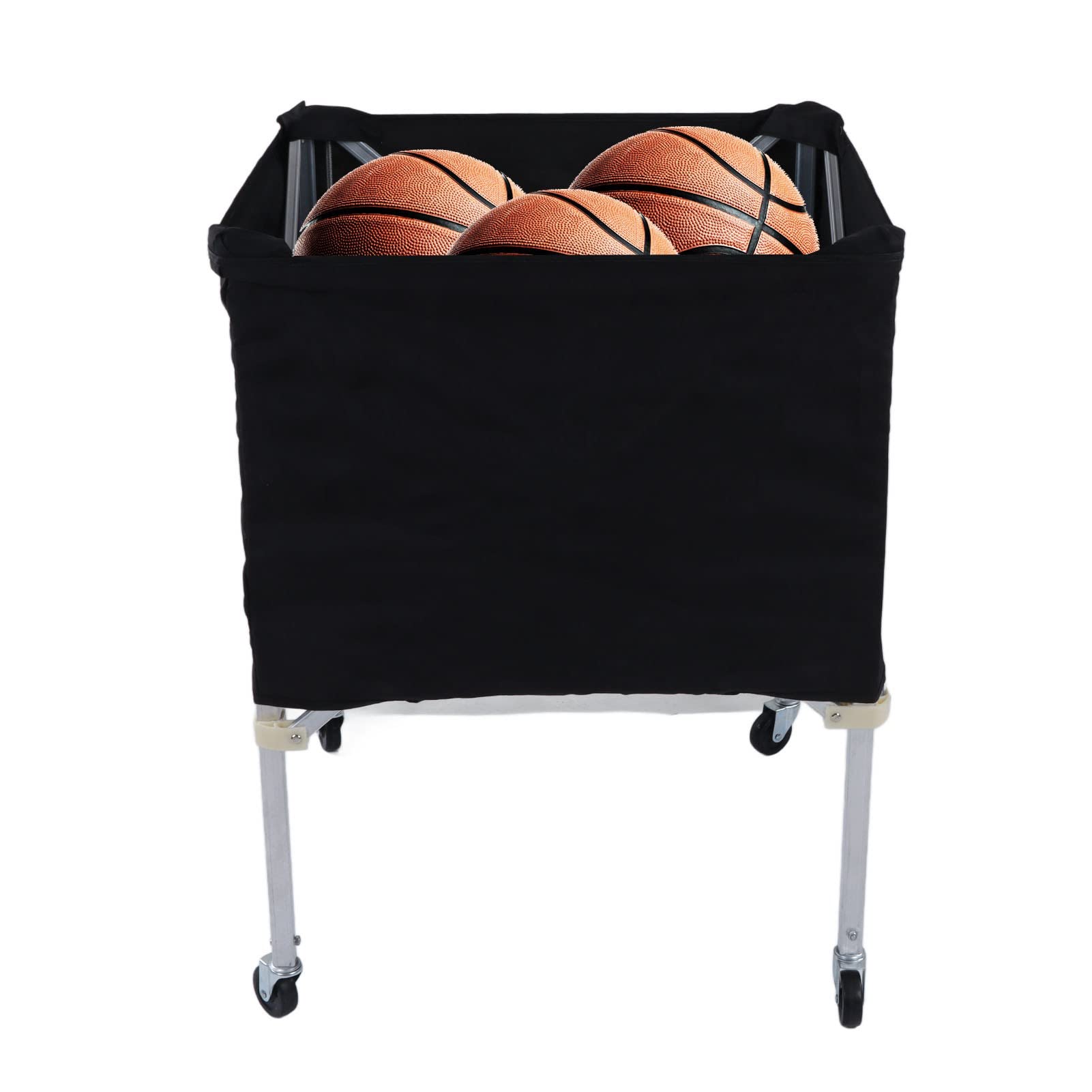 Foldable Ball Storage Cart, Wheeled Sports Organizer for Basketball Soccer Volleyball 8-Ball Capacity Portable