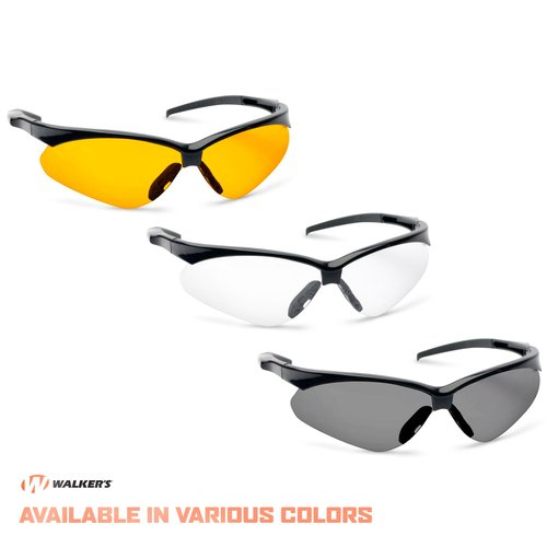 Walker's Crosshair Sport Shooting Glasses - Lightweight Impact-Resistant Polycarbonate Lenses Soft Non-Slip Adjustable UV Protection Hunting Range Shooting Sports Glasses, Amber
