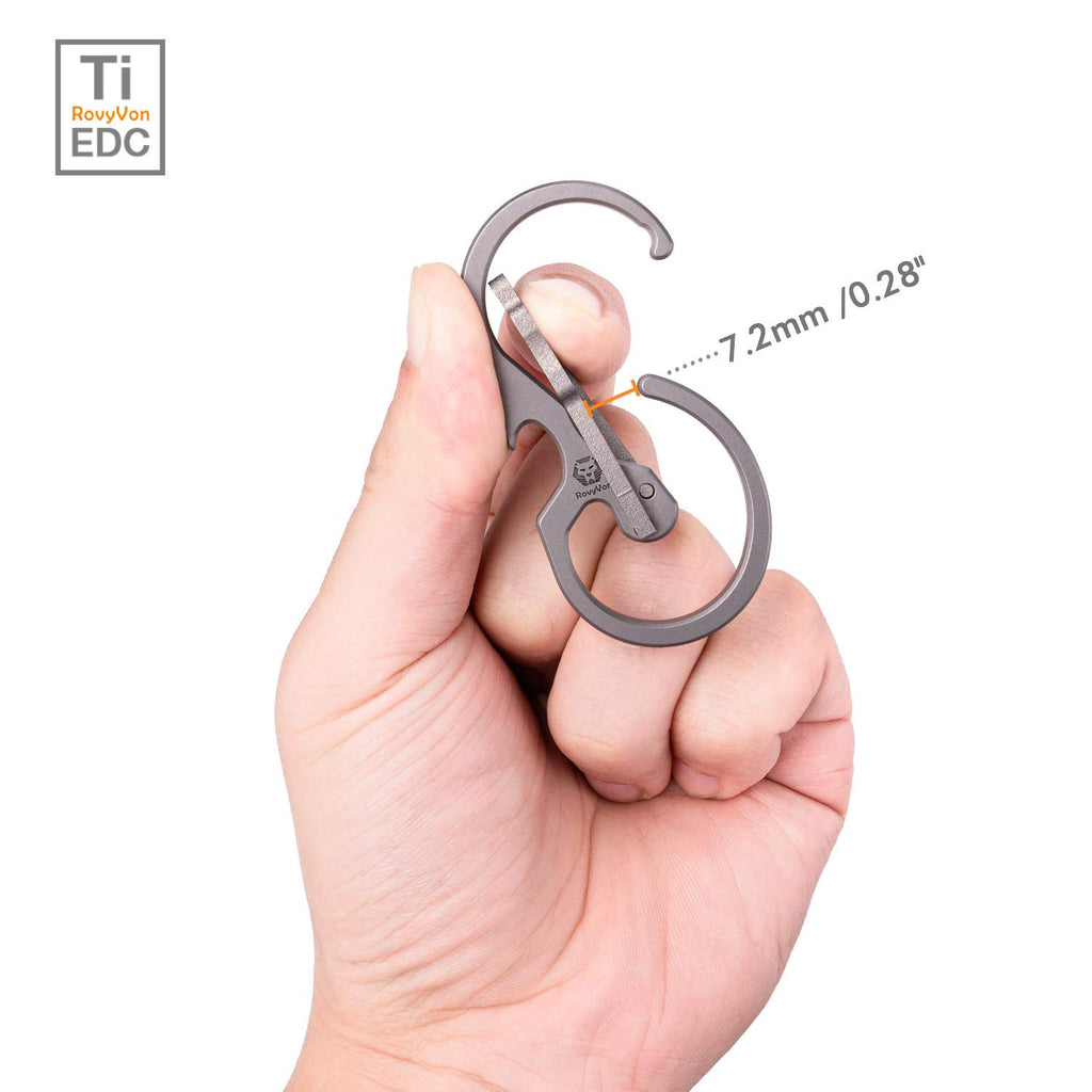 RovyVon U8 Small Keychain Carabiner, Mini Key Pocket Clip, Titanium EDC with Bottle Opener, Multi Tool, Best, Heaty Duty, Emergencies, Man, Office