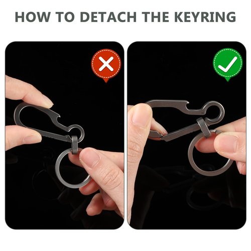 Gjinxi 3 Pcs Titanium Carabiner Keychain Clip Hook Small Backpack Clip Heavy Duty Keychain Grips Backpack Clasps Carabin Anti Lost Quick Release Key Chain Organizer with Key Ring
