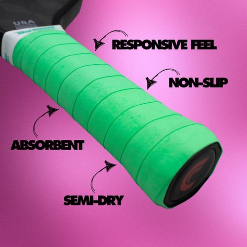 Bodhi Performance DRYtack Premium Pickleball Overgrips - #1 Pickleball Overgrips Trusted by TOP pros - Semi-Dry & Absorbent, Superior Comfort, Long Lasting, Responsive Feel (Neon Green, 4-Pack)