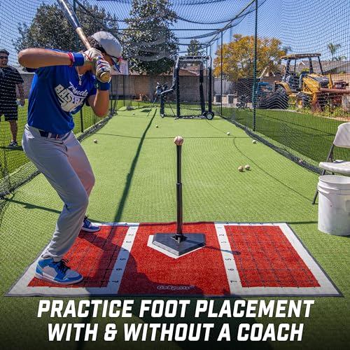 Baseball & Softball Hitting Mat with Alignment Guide - 6x4 ft Training Aid